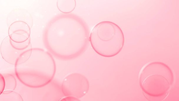 Abstract Beautiful Transparent Pink Soap Bubbles Background. Defocus, Blurred Celebration, Romantic Love Valentines Theme. Circles Bubbles. Freshness Soap Sud Bubbles Water - Foto, Imagen