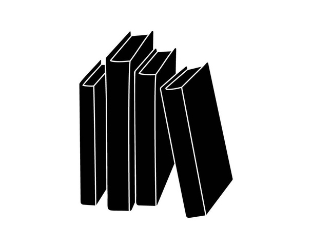 Pile of books silhouette. Education symbol. Book silhouette. Library, books shop icon. Vector illustration isolated on white background. - Vecteur, image