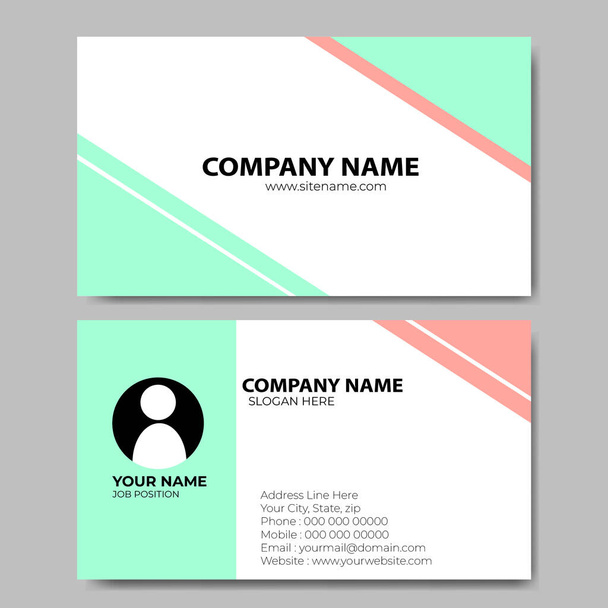 simple design of horizontal business card or business card in bright color. card, business, template, presentation, modern, layout, minimal, company, corporate, creative - Vector, afbeelding