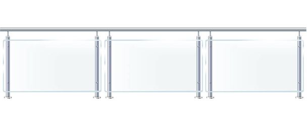 Glass or plexiglass fence with banisters. Architectural guardrail for balcony or office terrace.vector - Wektor, obraz