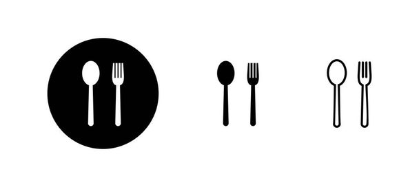lžíce a vidlice ikony nastaveny. lžíce, vidlička a vektor ikony nože. značka a symbol restaurace - Vektor, obrázek