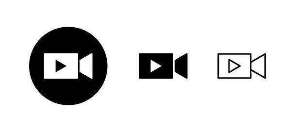 Conjunto de iconos de vídeo. signo y símbolo de la cámara de vídeo. Signo de película. cine - Vector, imagen