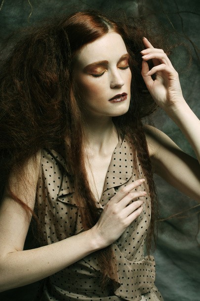 redhair woman with bright creative make up - Valokuva, kuva