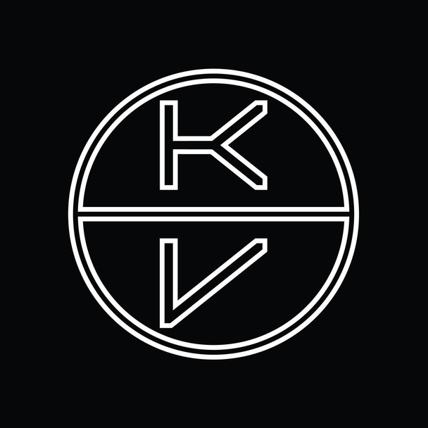 Монограмма логотипа VK абстрактная внутри шаблона рисунка вектора полосы круга - Фото, изображение