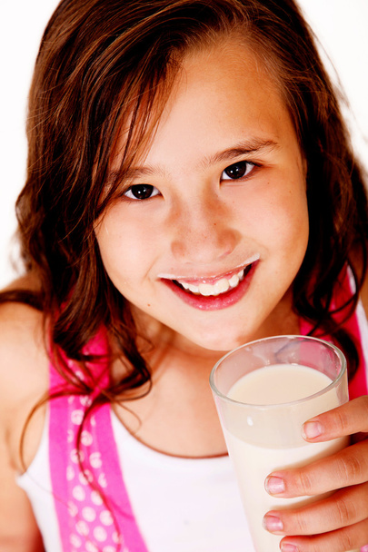 Girl and milk - Фото, изображение