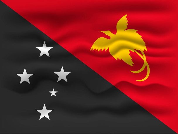 パプアニューギニアの国旗を振っている。ベクターイラスト. - ベクター画像
