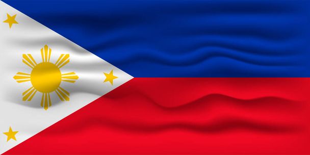 フィリピンの国旗を振っている。ベクターイラスト. - ベクター画像