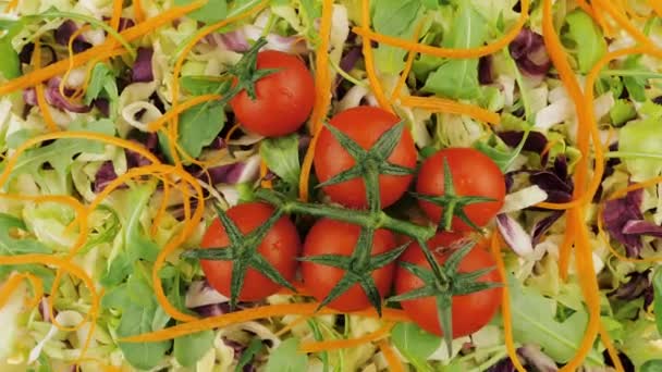 Cherry tomato and vegetable salad. Healthy food ingredients - Séquence, vidéo
