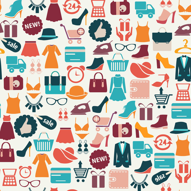 background with colorful shopping icons  - ベクター画像