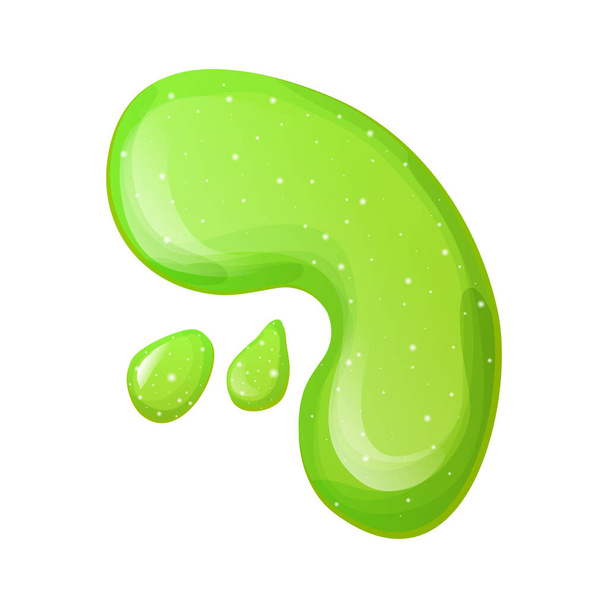 Slime splat, green bright sticky jelly drop with glitter in cartoon style isolated on white background. Vector illustration - Vetor, Imagem