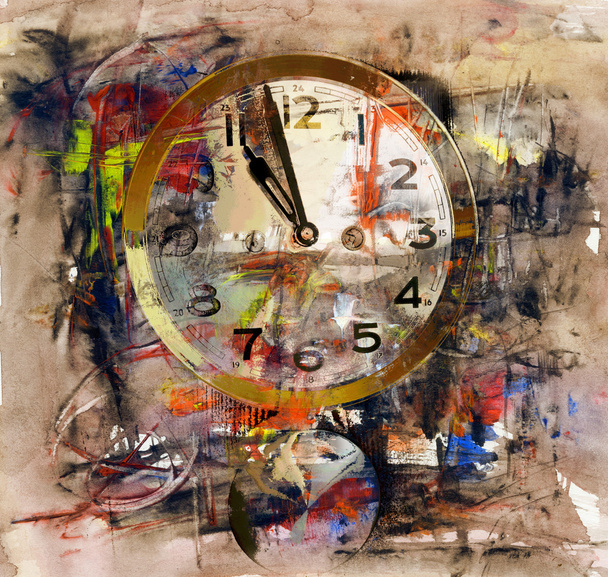 Tiempo, arte pintura acrílica sobre papel y medios mixtos
 - Foto, Imagen