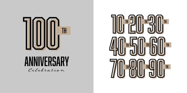  100 χρόνια εορτασμού επετείου με αριθμούς εικονογράφηση πρότυπο σχεδιασμό - Διάνυσμα, εικόνα