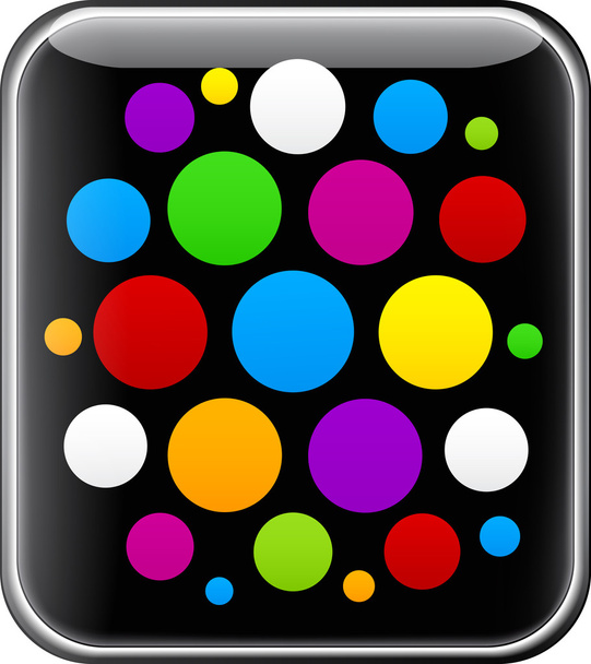 Glossy gadget with colorful circles. - Vector, Image
