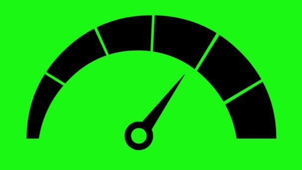 icon animation of the black silhouette of a speedometer, on a green chroma key background - Imágenes, Vídeo