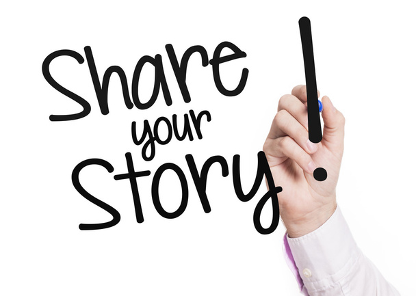 Χέρι που γράφει μοιραστείτε την ιστορία σας - Φωτογραφία, εικόνα