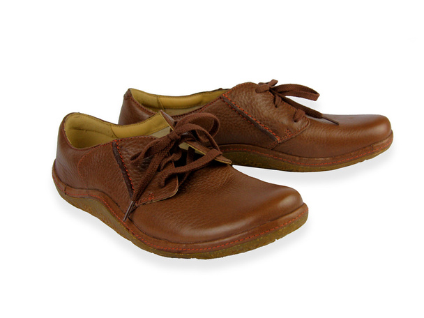 茶色の革快適レディース靴ひも - 写真・画像