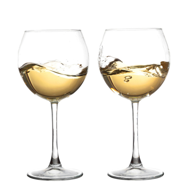 Set of glasses with WHITE wine - Fotoğraf, Görsel