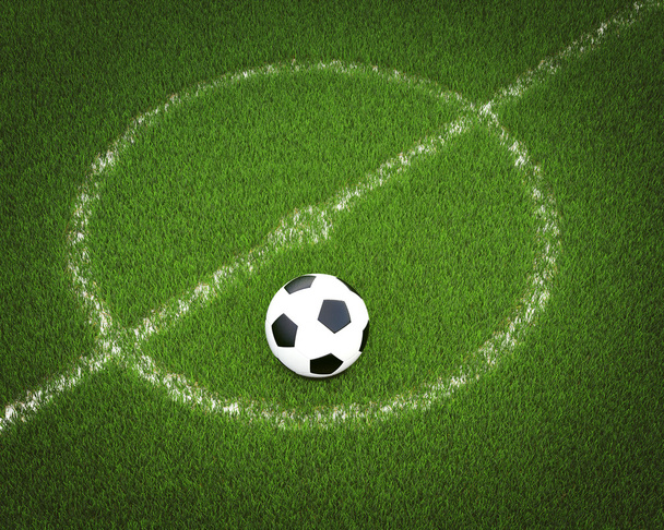 Futbol sahasında futbol topu - Fotoğraf, Görsel