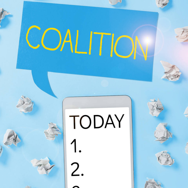 Знак, що показує коаліцію, діловий підхід тимчасовий альянс різних партій, осіб або держав для спільних дій - Фото, зображення