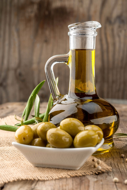 Fresh olives and olive oil - Photo, Image