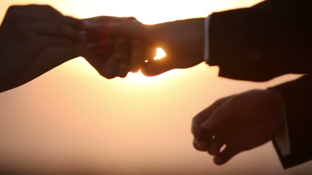 Lovers wear each other ring as a token of love - Video, Çekim