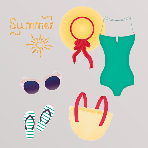 Fashion set of summer clothes - Vector, Image