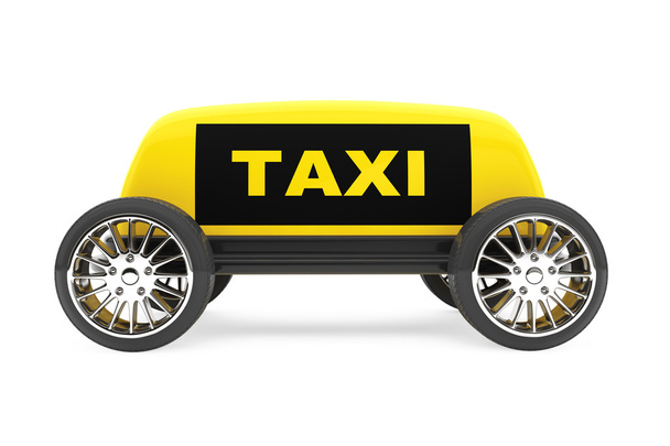 Taxi znak na kołach  - Zdjęcie, obraz