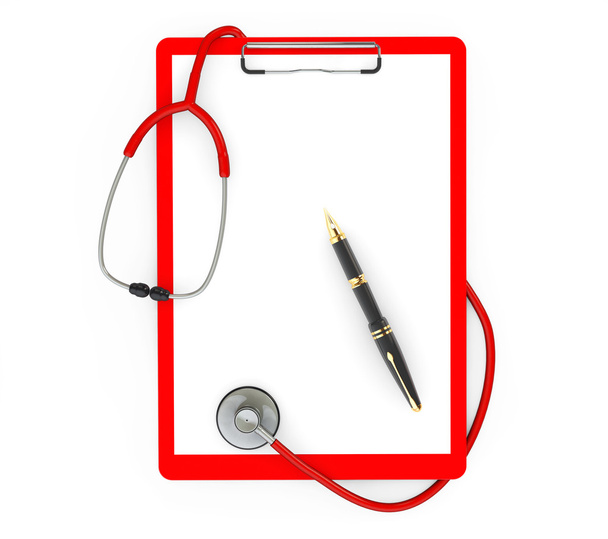 Tıp kavramı. Pano stetoskop ve kalem ile - Fotoğraf, Görsel