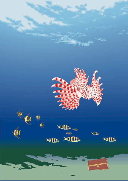 Unterwasser mit Fischen - Vektor, Bild