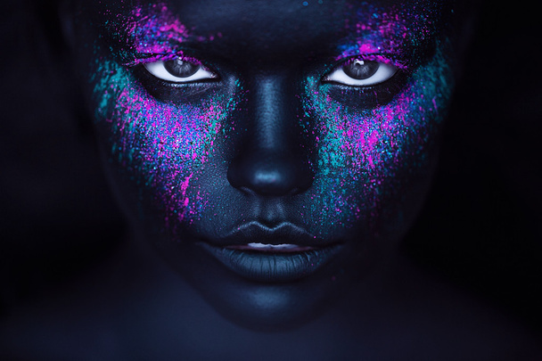Girl in black paint - Photo, image