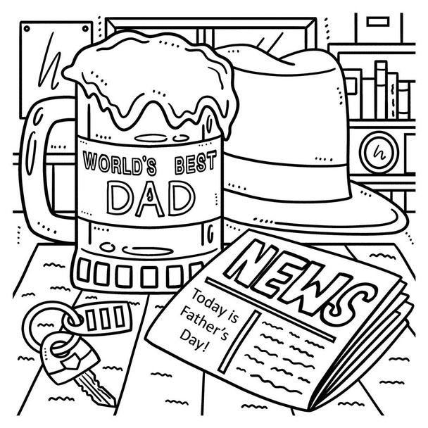 A cute and funny coloring page of a Worlds Best Dad. Provides hours of coloring fun for children. Color, this page is very easy. Suitable for little kids and toddlers. - Vektor, kép