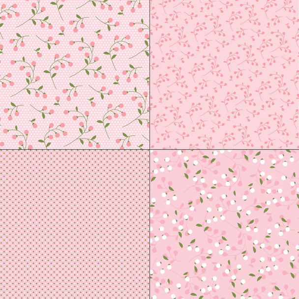 Розовые цветочные узоры
 - Вектор,изображение
