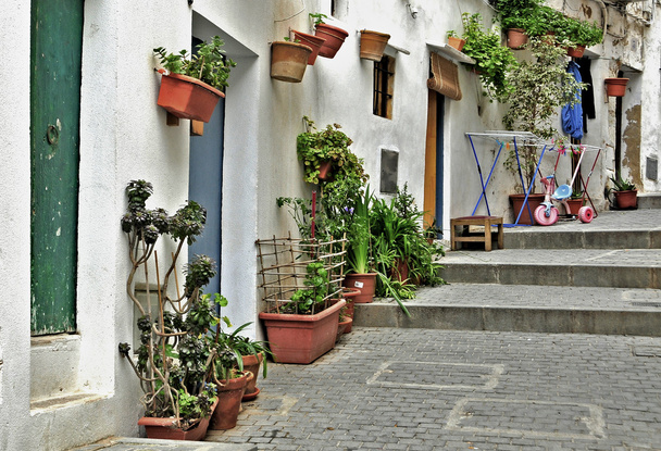 een straat van oude stad van ibiza, Mallorca, Spanje - Foto, afbeelding