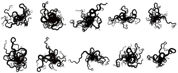 Set of  vector tangle of tentacles - vector design of decorative plexus templates kit - Vektor, kép