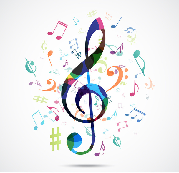 Abstract colorful music notes - Vector, Image