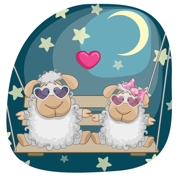 Cute Lovers sheep - ベクター画像