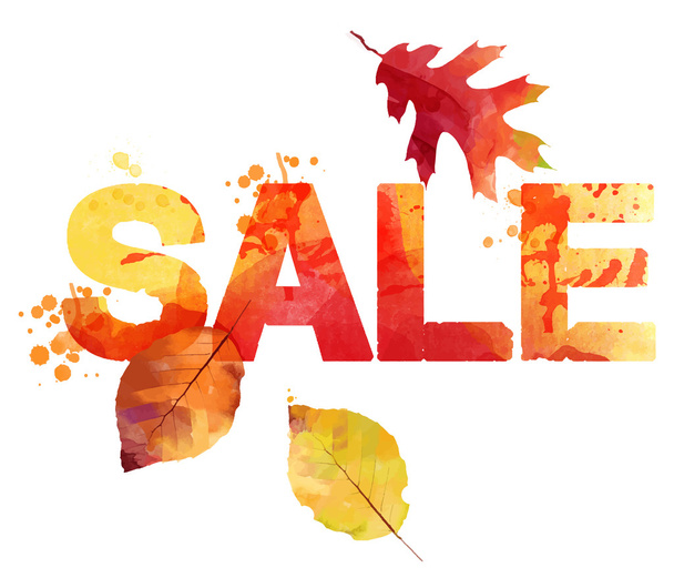 Watercolor autumn  sale - Vecteur, image