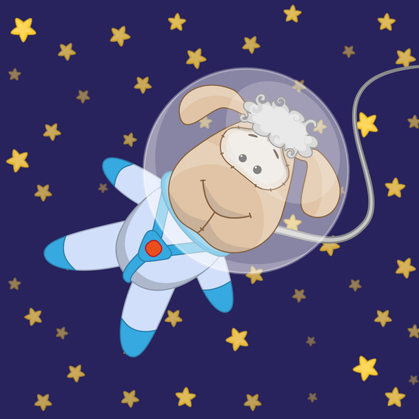 Sheep astronaut in space - Wektor, obraz
