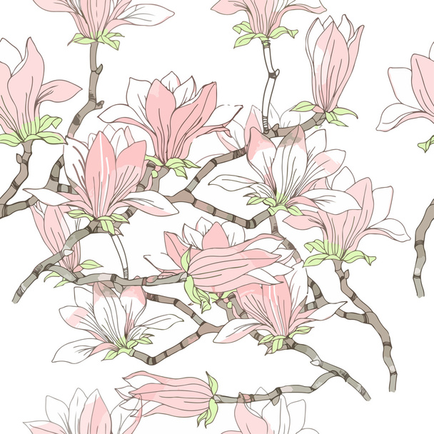 Magnolia flower pattern - Vector, Imagen