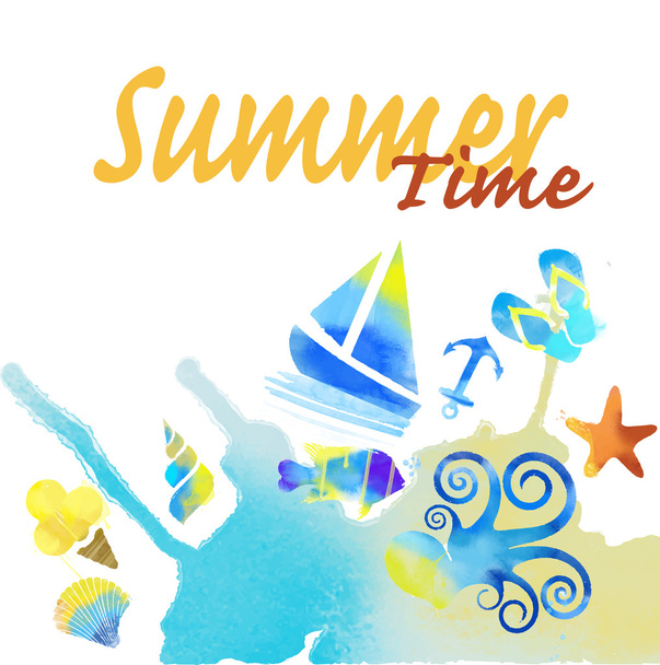 Summer time card - Vector, Image