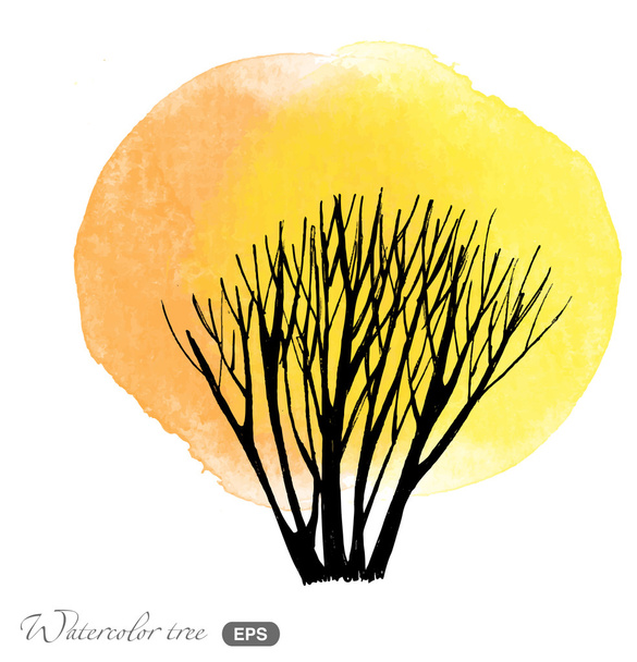 Watercolor  autumn tree - Vecteur, image