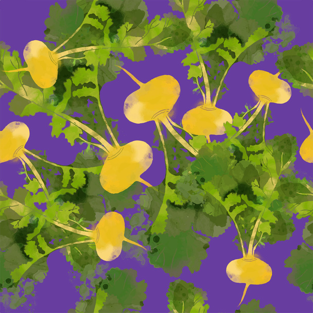 Watercolor pattern with turnip - Vecteur, image