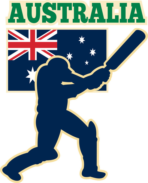 Cricket sport batsman Ausztrália zászló - Fotó, kép