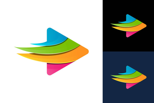 Разноцветные медиа Логотип вектор дизайна шаблона, эмблема, концепция дизайна, творческий символ, икона - Вектор,изображение