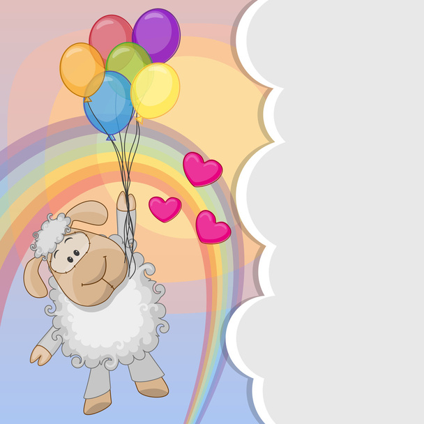 Sheep with balloons - Vector, Imagen