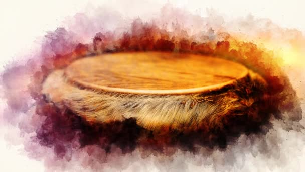 african djembe drum and softly blurred watercolor background - Footage, Video