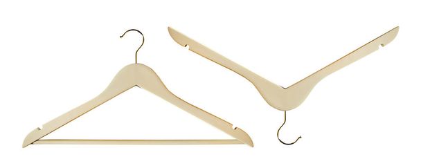 Coat hanger isolated. Two hangers on a white background. Flat lay. Clipping path - Foto, imagen