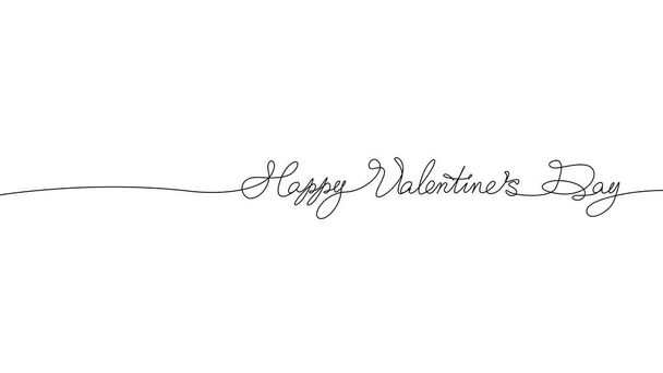 Calligraphic inscription Happy Valentine's Day. Line text, drawing on a white background - Vector, afbeelding