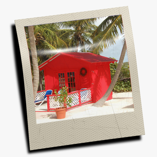 Kabina červená pláž - Fotografie, Obrázek