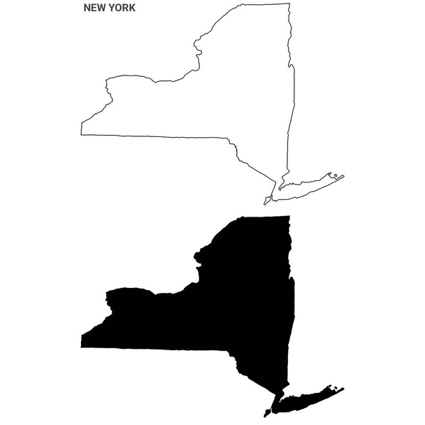 two blank map. State of New York map, USA. High detailed and multiple maps of New York map, empty map. - Foto, imagen